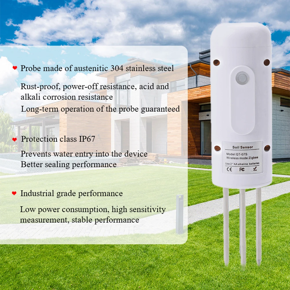Tuya Zigbee 무선 토양 수분 측정기, 온도 습도 테스터, 식물 모니터, 정원 심기, IP67 방수 감지기