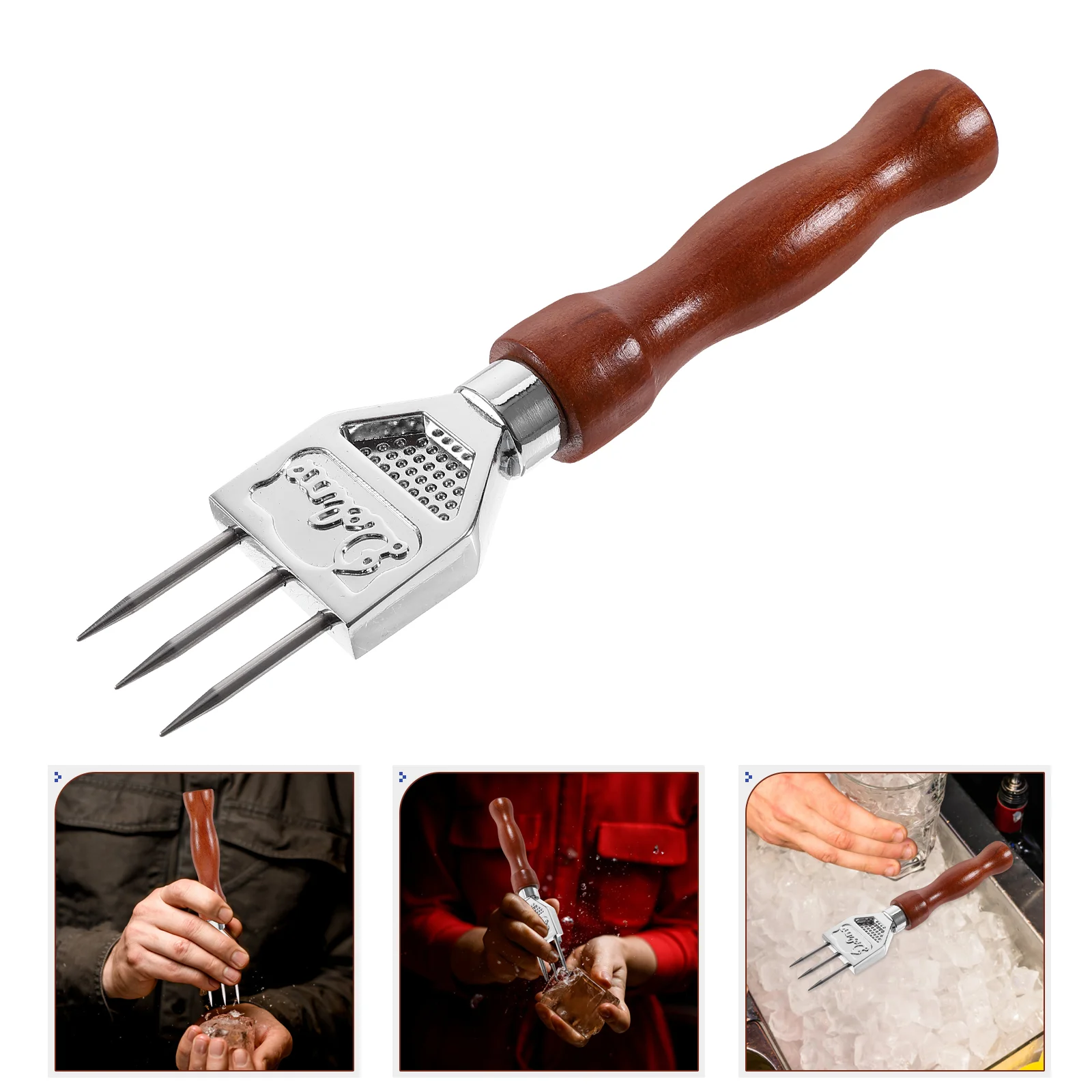 

Ice Pick Stainless Steel Crusher Wooden Handle Home Trident Breaking Tool Chipper