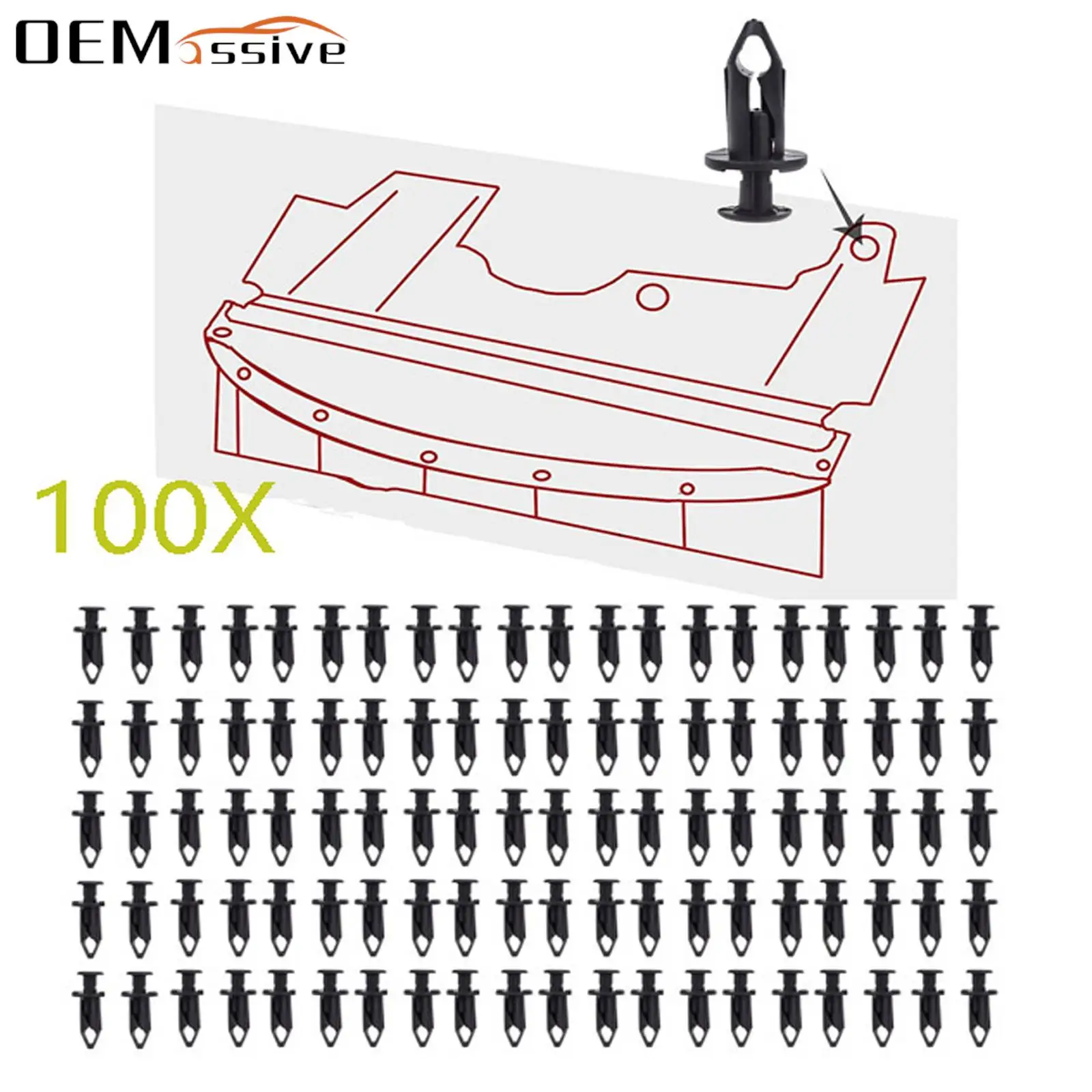 

100x для Polaris ATV UTV Honda Suzuki Kawasaki RZR Sportsman Ranger 21075686, нейлоновые фиксаторы, зажимы для крыла, заклепки для корпуса