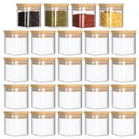 4oz 6Packs Glass Jars Set with Minimalist Spice Labels, Square Spice Jars, Food Storage Container Canisters 1