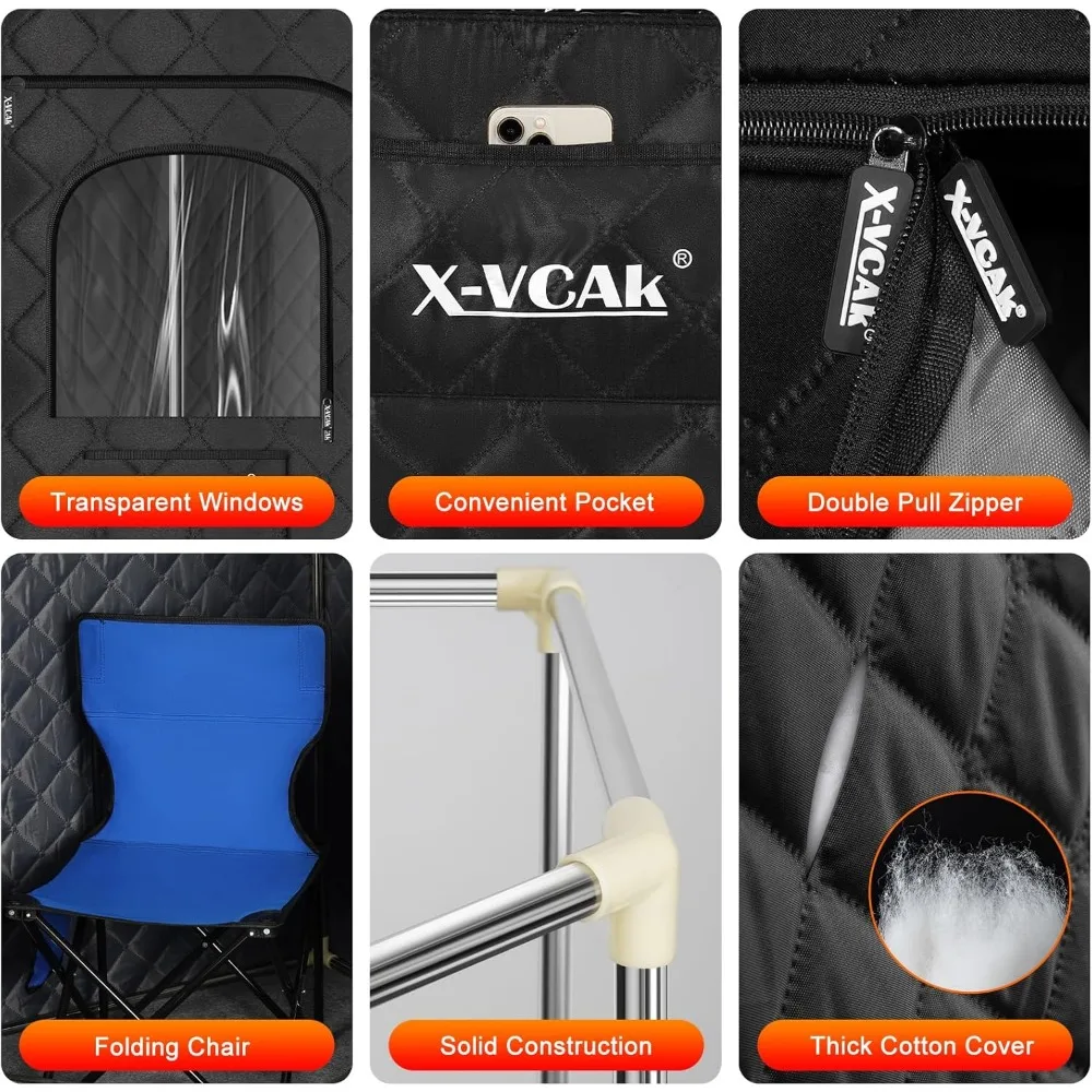 Extra Large Sauna Box, Steam Sauna, Portable Sauna for Home, Sauna Tent with 3L Steamer, Folding Chair and Remote Control 3