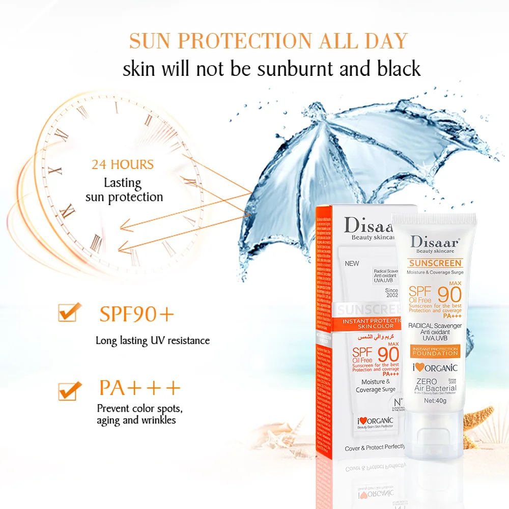 Disaar SPF 90 Face Sunscreen Whitening Sunblock Skin Protective Cream Anti-Aging Oil-control Moisturizing 40g Sun Cream DS313-2 images - 6