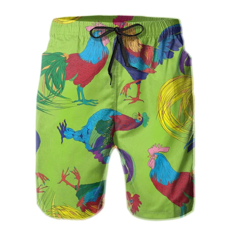 

3d Print Rooster Beach Shorts For Men Casual Sports Surfing Board Shorts Quick Dry Swimsuits Swim Trunks Short Pants Clothing