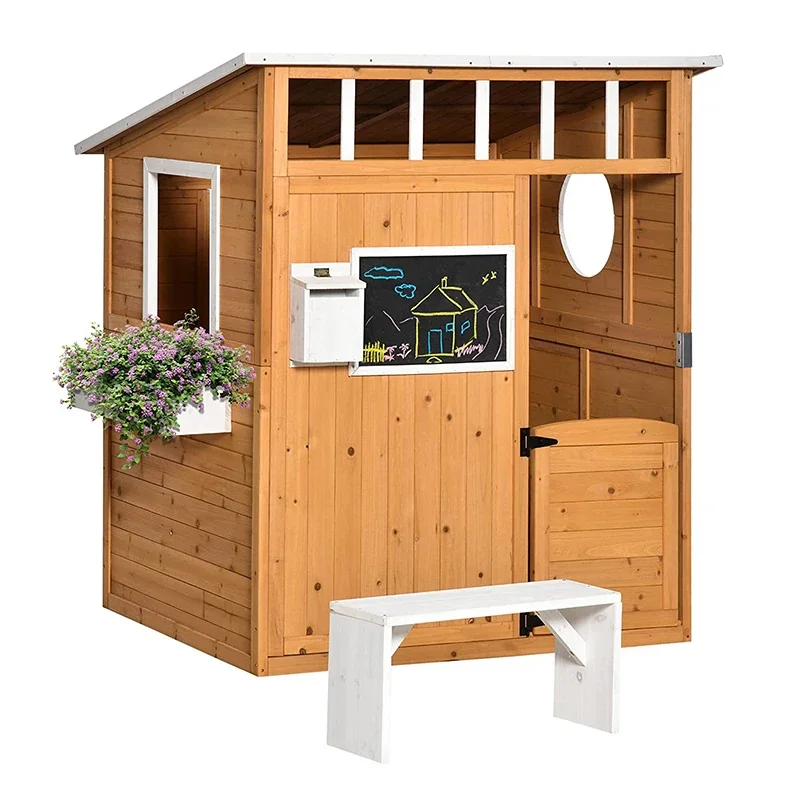 

Wholesale Outdoor Waterproof Wooden Children's Playhouse With Bench For Kids