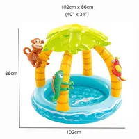 Piscine gonflable avec parasol pour enfants, design d'arbre AMP, île tropicale, jeu d'eau amusant en plein air, 1 à 3 ans 4