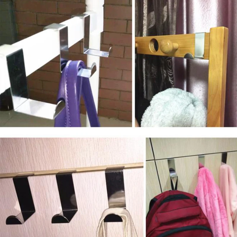 Storage hook Door hook Door Hanger Hook Stainless Steel Free Punching Cabinet Door Without Trace Clothes Hook Back Wall Mounted Hooks