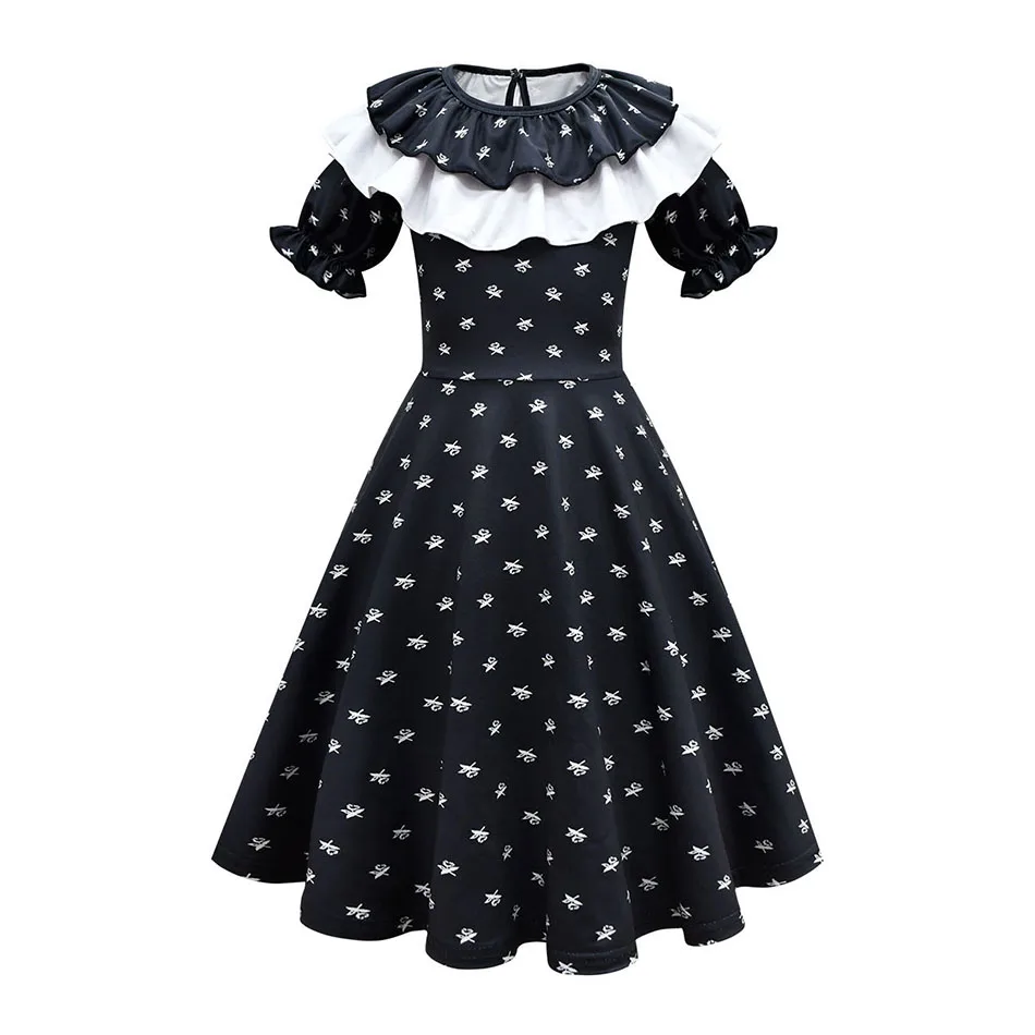 thumbnail image 1 of 2023 Vestido de fiesta de baile de los Addams del miércoles para niña, disfraz de Addam para Halloween, disfraz de carnaval para niños, vestidos negros góticos elegantes, 1 of 4