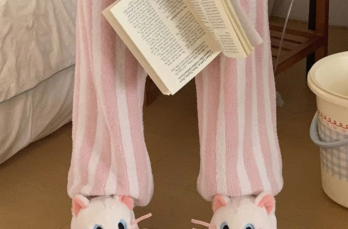 Schöne schwarz weiß 3D Katze Ohr Plüsch Hausschuhe Indoor Haus Tier Kitty Schuhe Frauen Slip-ons Pelz Pantoletten Chausson Chat – Detail 13