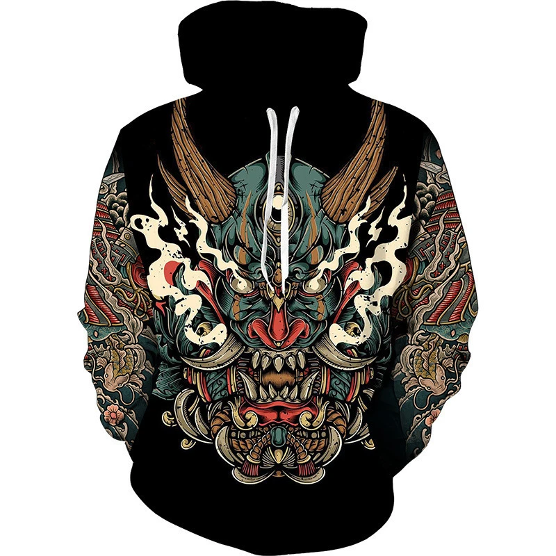 thumbnail image 1 of Sudadera con capucha de anime 3D más nueva y popular, sudadera de samurái japonesa, jersey negro de moda para hombres y mujeres, ropa de otoño y primavera para hombres, 1 of 5