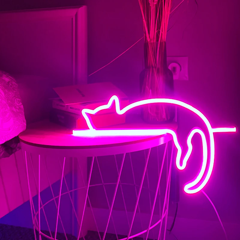 Tanie Leniwy kotek neony Led oświetlenie baru Pub Club Home Wall