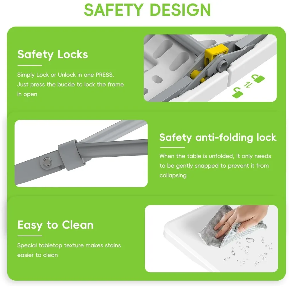 6-Foot Portable Folding Picnic Table Set with 2 Benches for Outdoor and Indoor Use