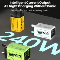 240 Вт, 6 портов, 4 USB + 2 типа C, сверхбыстрая зарядка, зарядное устройство для мобильного телефона, USB3.0 PD3.0, зарядное устройство для ЕС/Великобритании/США для Iphone 17 16 Samsung POCO — изображение 3