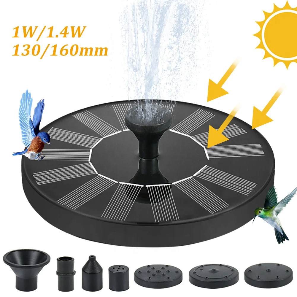 

1/1.4W Solar Fountain Pump Pool Pond Waterfall Fountain Outdoor Solar Powered Fountain for Bird Bath Floating Water Garden Decor