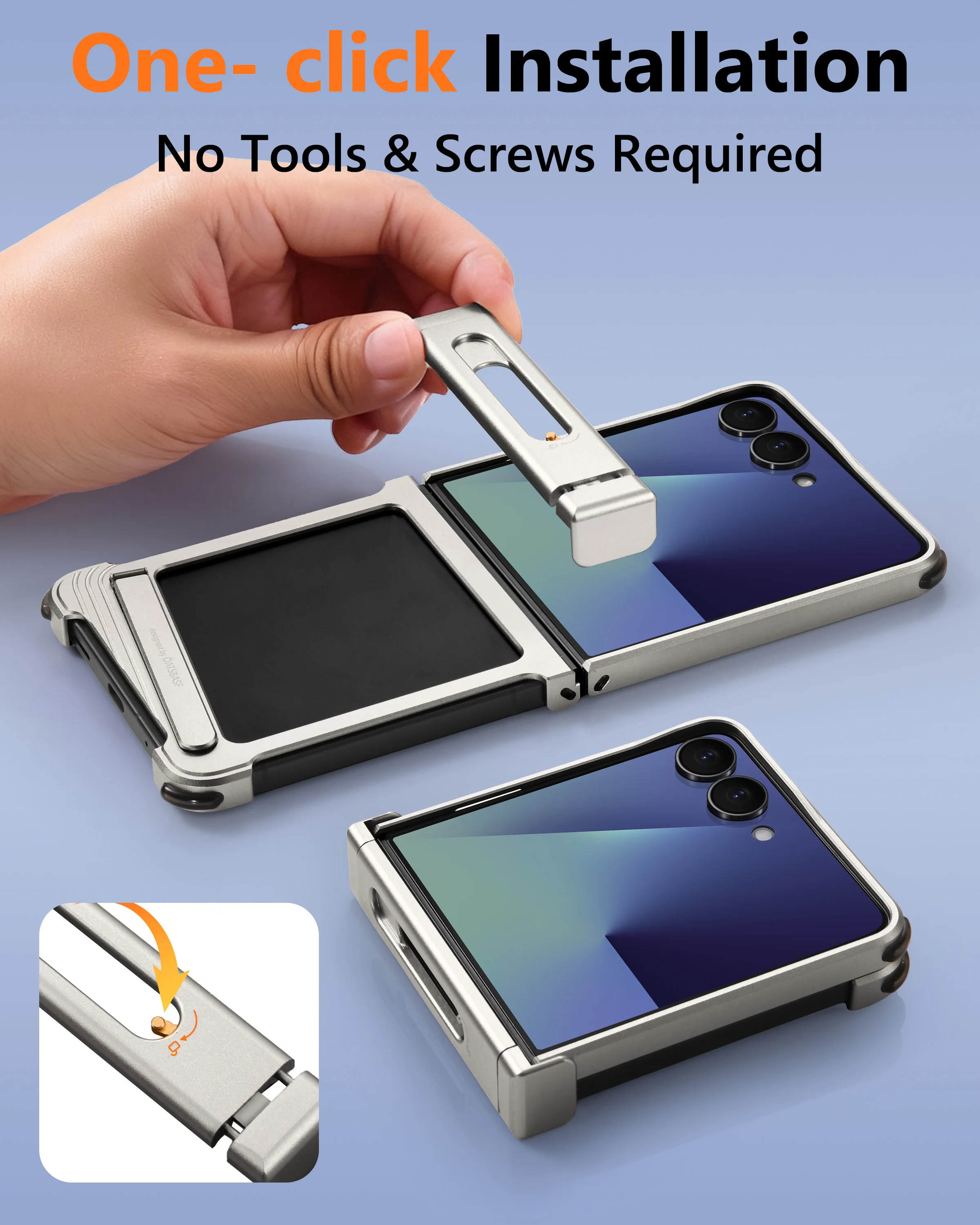 Eary for Samsung Galaxy Z Flip 7 Phone Case Metal for MagSafe With 0-90°Adjustable Holder Stand 7 Thicken Shockproof Protection