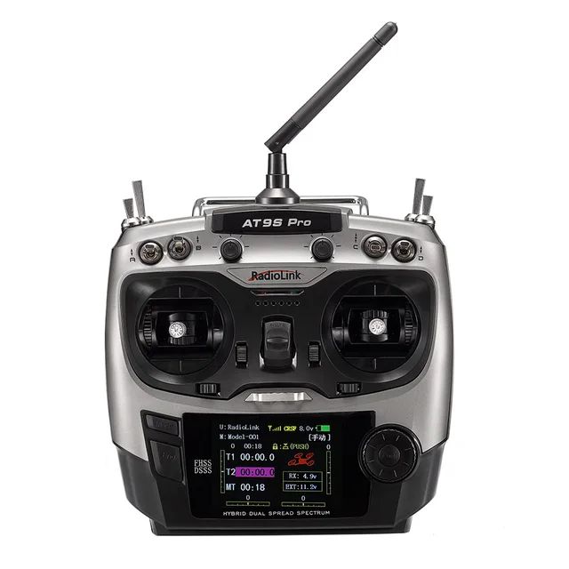 RadioLink AT9S PRO 2.4G 12CH DSSS FHSS Mode2 Transmitter with R9DS Receiver 3S 2200mah 8C Battery for RC Model Airplane Drones