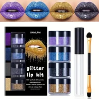 4Color Glitter Lip Kit-Long-Lasting Glitter Lipstick with Base and Brush,Multi-Use Lips,Face,Body,Eye,Hair-Adults,All Skin Types 2
