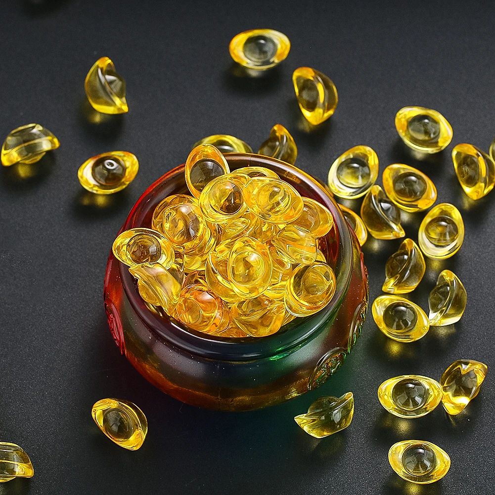 20pcs Mini Feng Shui Gold Ingot Crystal Chinese Yuan Bao Prosperity Attract Wealth Lucky Fortunate Auspicious Decor Figurines 2