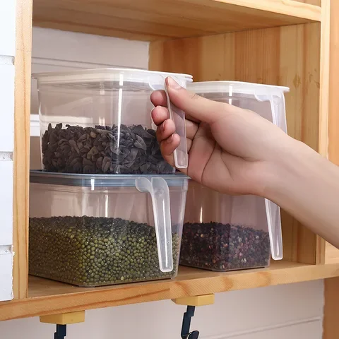 

PP Transparent Refrigerator Storage Box Grains Beans Storage Box With Handle Fridge Cabinet Freezer Organizer Kitchen Gadgets