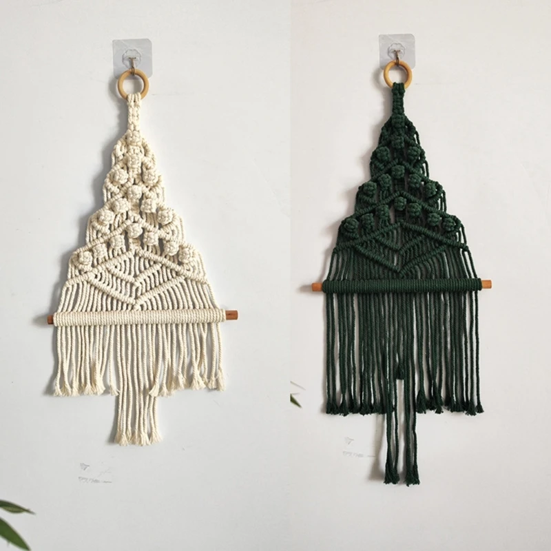 

Macrames Christmas Tree Wall Hanging Tapestry Handwoven Decoration Bohemian Decoration for Living Room Kids Room Decor