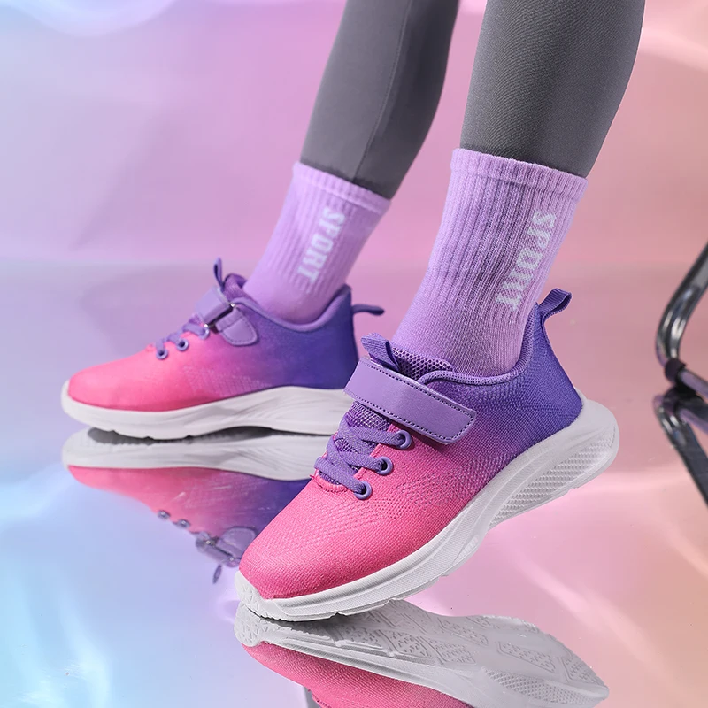 أحذية رياضية للأطفال، أحذية رياضية عصرية متعددة الألوان خفيفة الوزن من القماش الشبكي، مريحة وقابلة للتنفس للجري في الهواء الطلق للأولاد والبنات