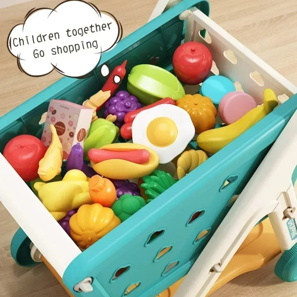 Children's Toys Shopping Cart Children Playing Fruits Vegetable Storage Trolley