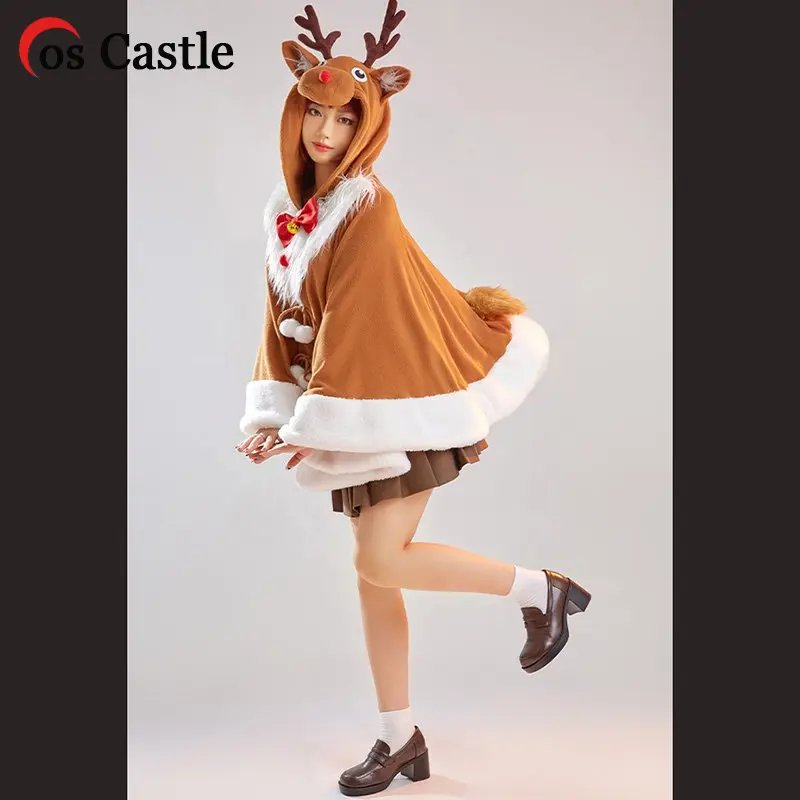 

Cos Castle Warm Cartoon Elk Cloak Sweater Hooded Coat Cosplay Costume Props Blanket Shawl Winter Christmas Gifts New