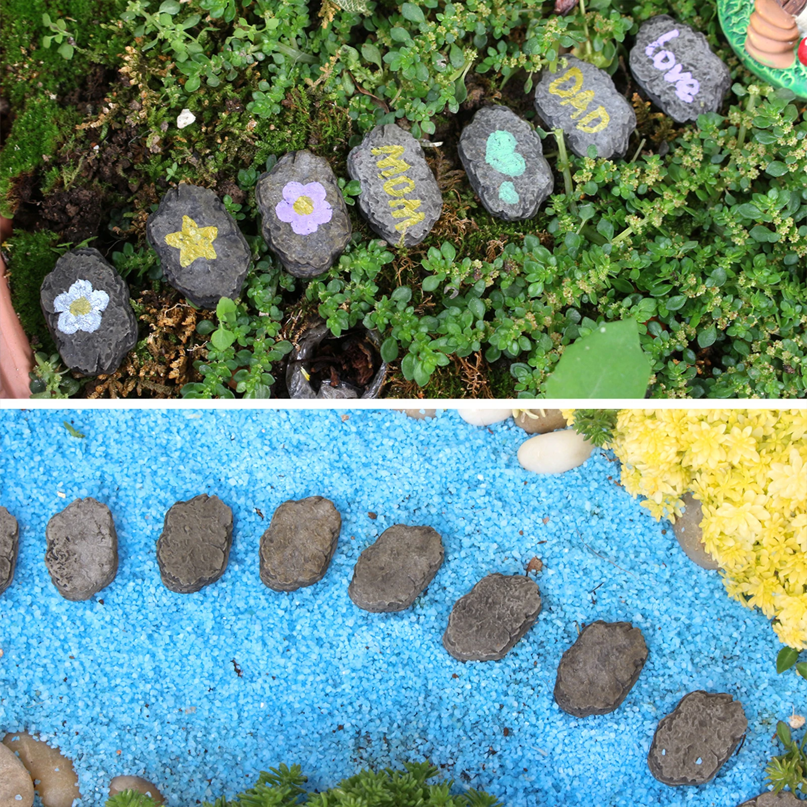 20pcs Miniature Resin Footstone Statue Fairy Garden Landscape Ornaments Bonsai Accessories For Garden Yard Patio Outdoor Decor