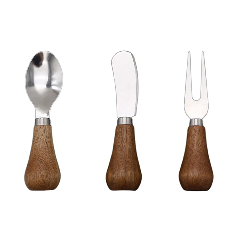 1PCS Wood Handle Butter Knife Jam Butter Spatula Cheese Cutter Bread Cheese Knife Spoon And Fork Set Kitchen Tool