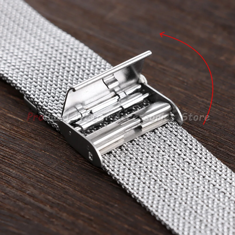 Stainless Steel Milanese Mesh Watch Strap - Universal 0.6mm Band for Men & Women (18mm, 20mm, 22mm)