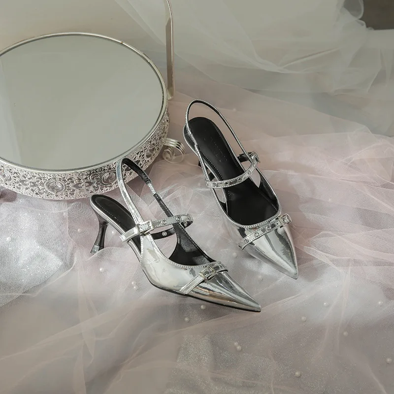 

High Heels, Feminine Style, Large Size Banquet, Sexy Silver, Autumn and Winter, Pointed Toe, Not Tired Single Shoes