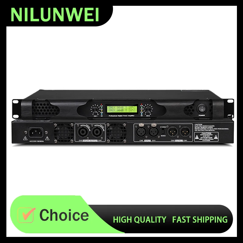 1U 2X600W 듀얼 채널 디지털 파워 앰프, 가정용 KTV, 바, 무대용, 고출력 전문 오디오 앰프