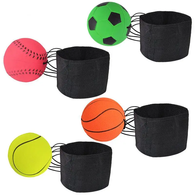 1pc Return Hand Ball Wrist Balls Sponge Rubber Rebound Ball Kids Toy Sports Bouncy Balls For Finger Exercise Stiffness Relief