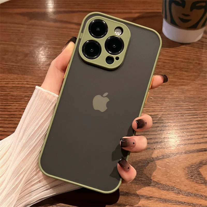 thumbnail image 1 of Luxury Matte Shockproof Case for iPhone 15 14 13 12 Mini 11 Pro X XS Max 7 8 Plus SE Clear Translucent Armor Soft Bumper Cover, 1 of 4