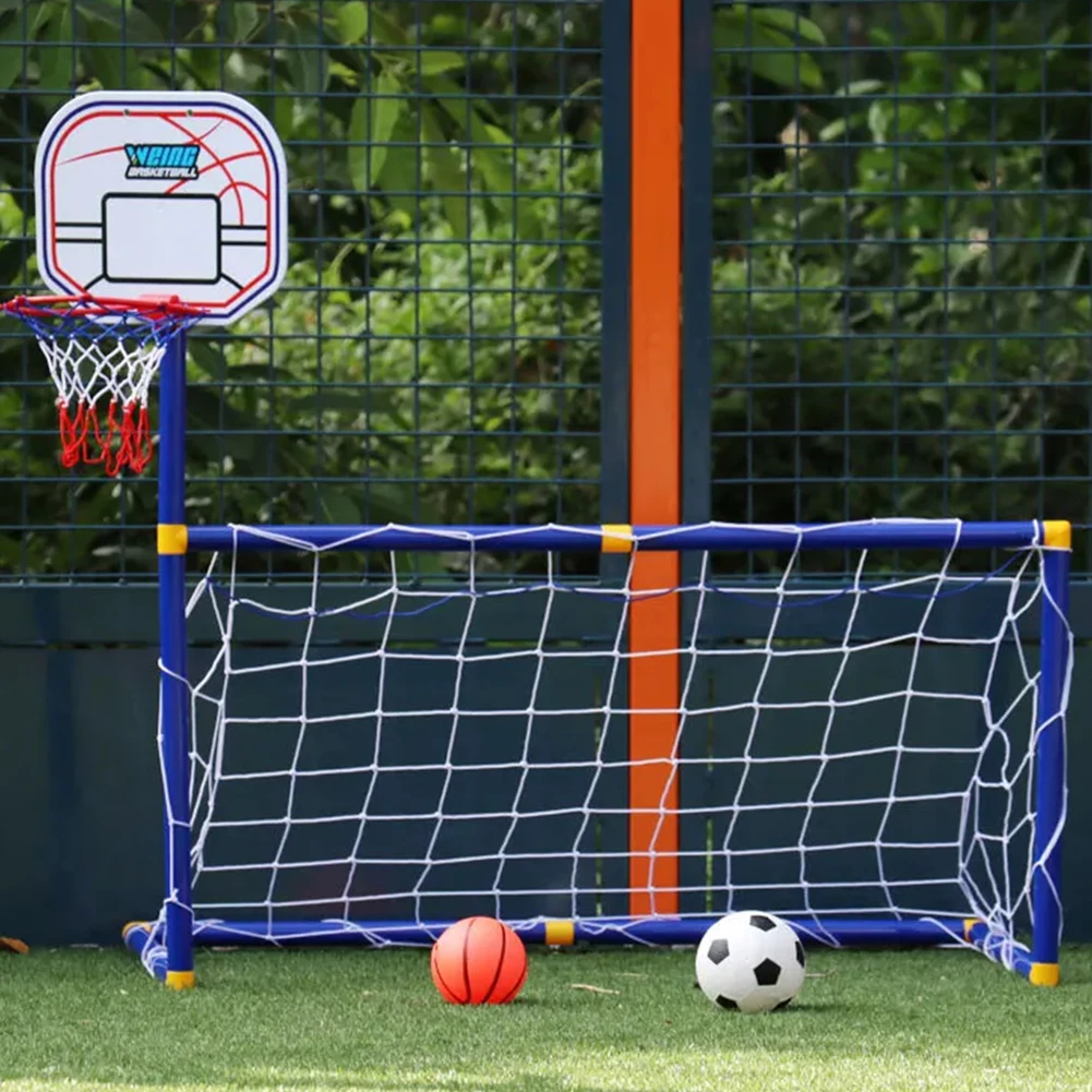 2 In 1 Detachable Football Goal with Basketball Hoop Football Goal Fun Games Toys for Boys Girls 3-12 Years Old