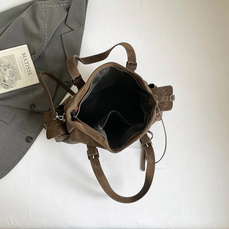Borsa Tote da Donna con Fibbia Metallica, Grande Capacità, Tracolla Regolabile, Borsa a Spalla Casual Quotidiana, Nuova Tendenza 2026 - immagine 6