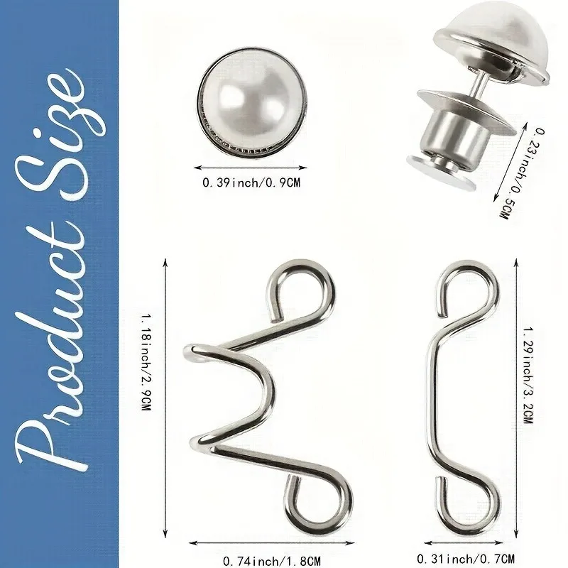 Adjustable Waist Buckle Extender No Sewing Pant Clips Waist Tightener Button for Jeans Skirts Sleeves Fit Button Pins Tool 2