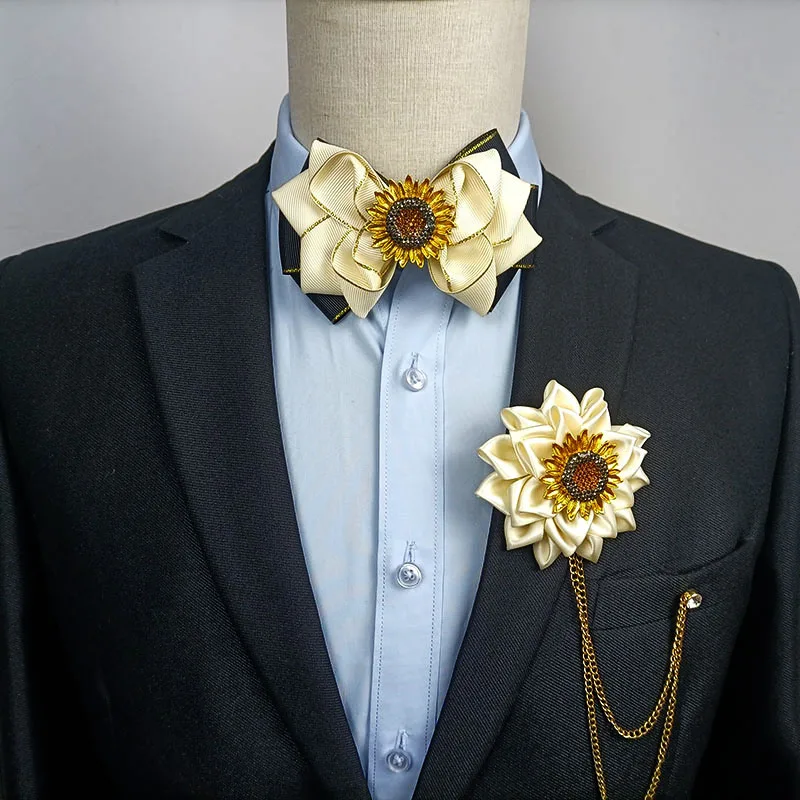 

Original British Men's Bow Tie Corsage Set High-end Business Banquet Party Suits Shirt Accessories Handmade Jewelry Bowtie Sets