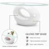 Contemporary Glass Coffee Table for Living Room, Oval Glass Table Set, Tempered Glass Top & Glossy Solid Base for Stora 5