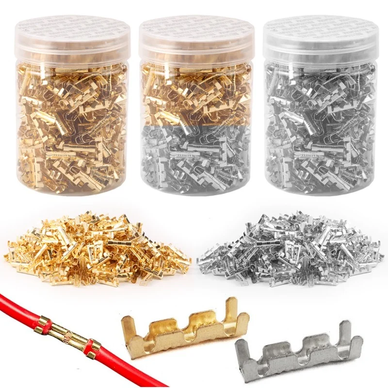Kit De 1000 Connecteurs En U 0,5-1,5 Mm² - Bornes à Sertir, Cuivre/laiton, Dorées, Pour Câblage électrique