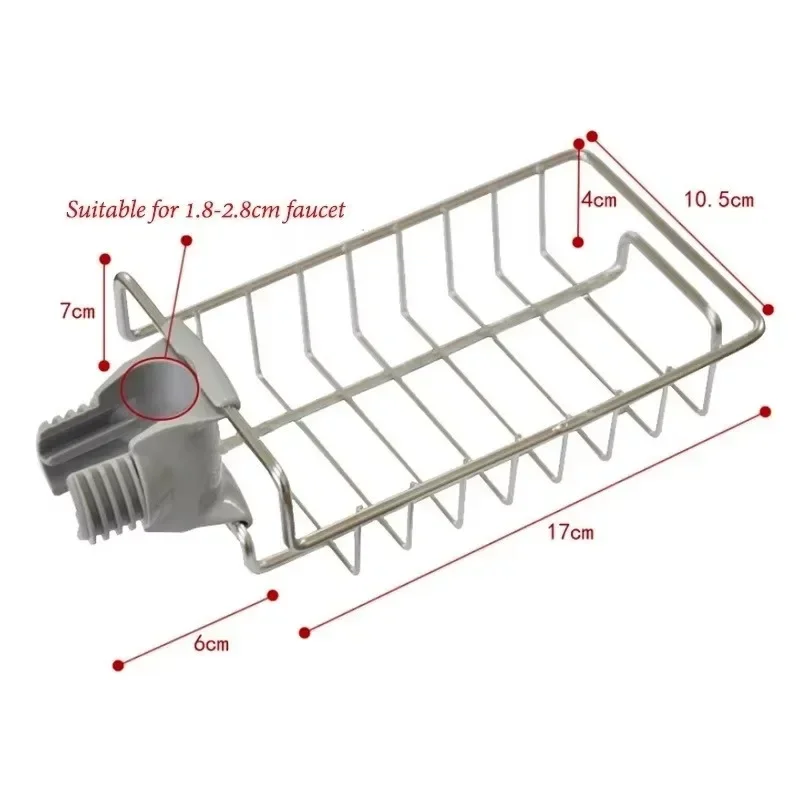 Kitchen Sink Faucet Shelf Stainless Steel Sponge Holder Adjustable Sink Faucet Dishcloth Towel Storage Rack