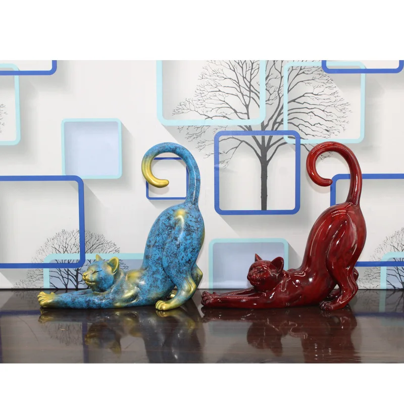 

Charming Lazy Cat Art Decor Unique Resin Crafts for Home Decoration and Wedding Gifts - Abstract Figurines Ornaments