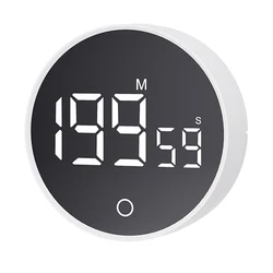 Magnetic LED Digital Kitchen Timer with Large Display and Alarm Function (White)