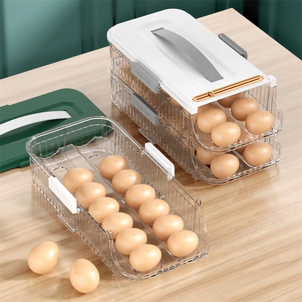 Fridge Egg Drawer Organizer Bins 32 Eggs 2 Layers Storage Tray Food  Cabinets Stackable Bin Snack Shelves for Pantry Refrigerator - AliExpress