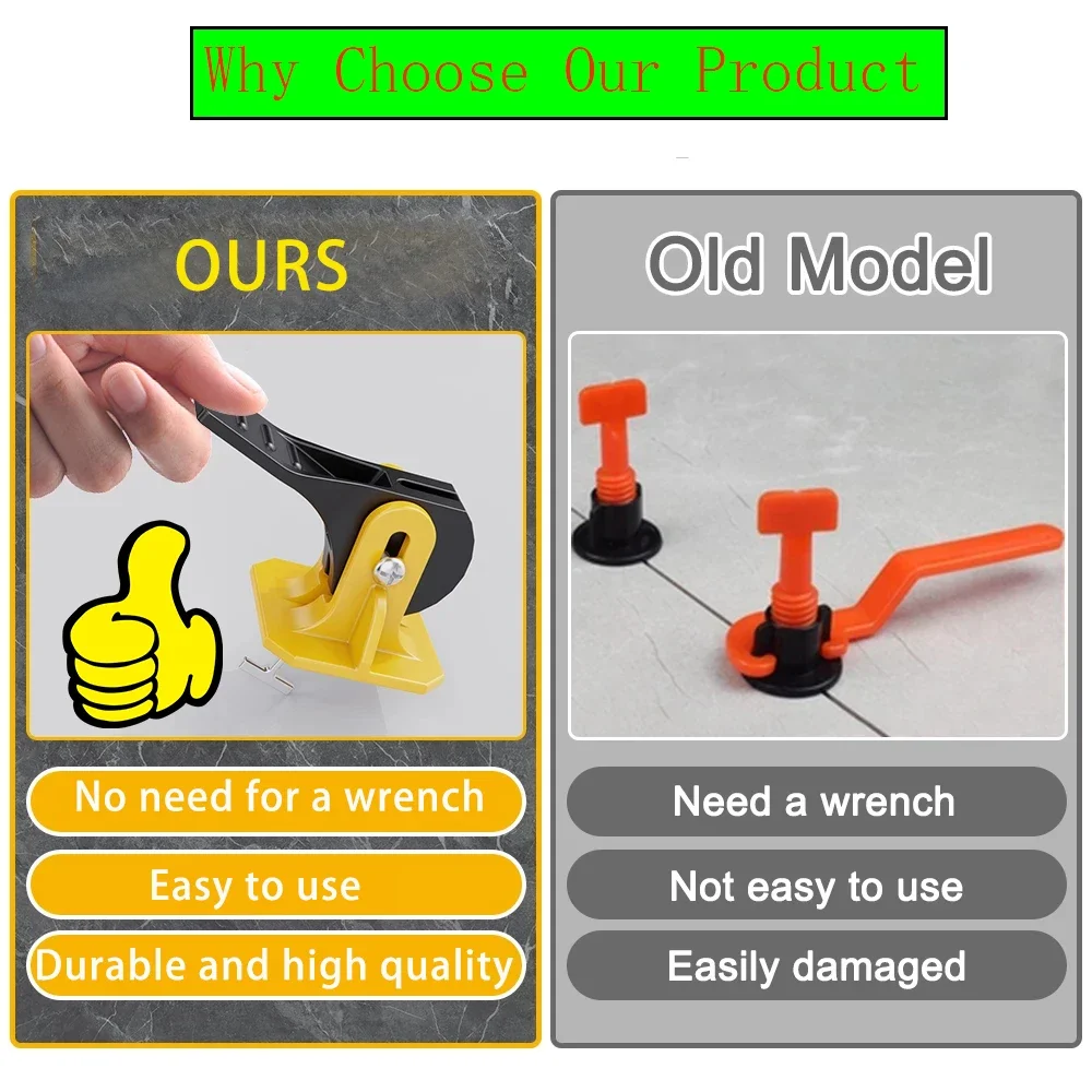 50/200Pcs Floor Tile Leveling System Clips Tile Leveler Adjuster Locator Spacers Set for Porcelain Wall Construction Tools