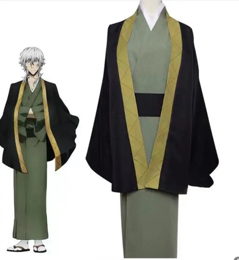 

Anime Bungo Stray Dogs 3rd Cosplay Fukuzawa Yukichi Cosplay Costume Japanese Bath Robe Kimono Halloween Cloak Uniform Samurai