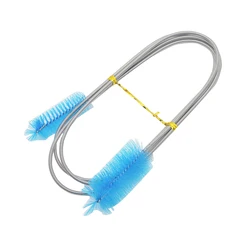Stainless Steel Double-Head Flexible Aquarium Cleaning Brush - Length 90cm (Blue)