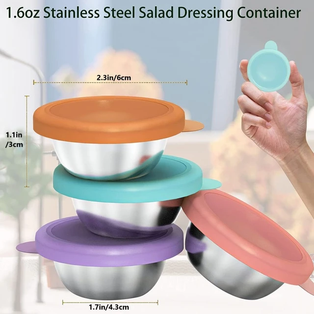 Small Salad Condiment Containers Food Storage Kitchen Accessories Leak  Proof Dressing Container Stainless Steel Portable 1.7 Oz - AliExpress