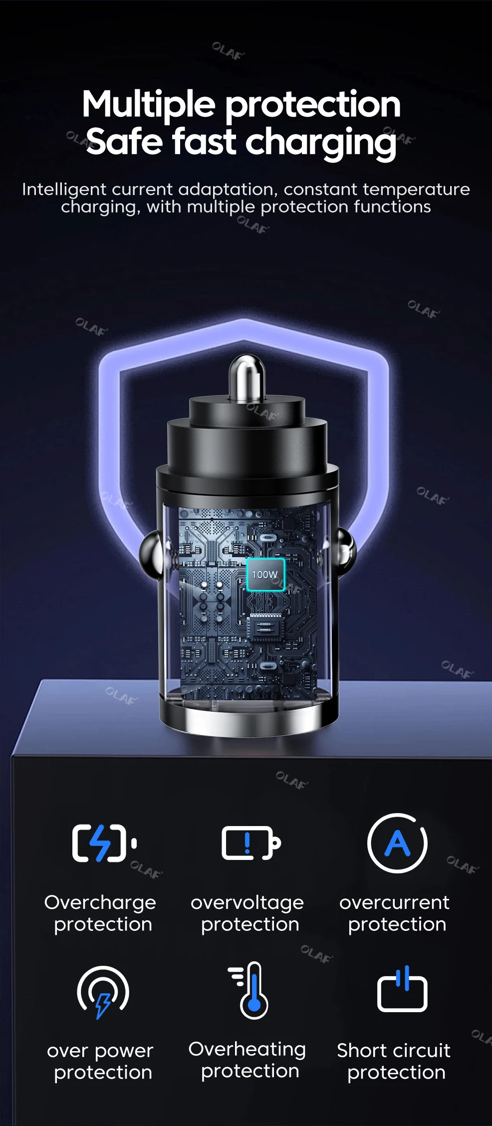 Olaf شاحن سيارة الهاتف محول ، صغيرة 100 واط PD QC ، سحب حلقة ، شحن سريع ، USB C ، آيفون 13 ، 12 ، شاومي ، سامسونج ، هواوي