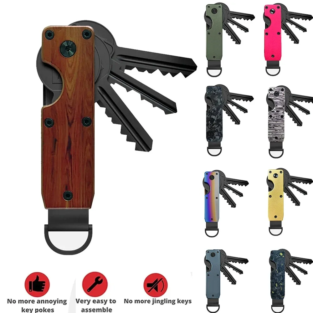 Unisex Compact Metallic Key Holder | Minimalist Smart Keychain Organizer