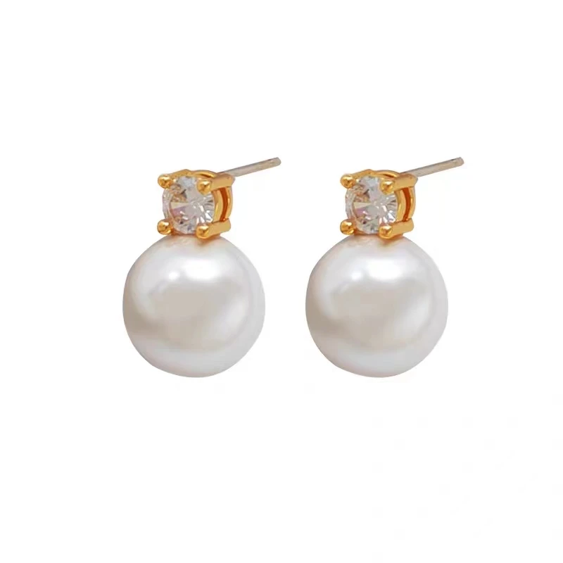 

Pearl and Zircon Earrings for Women White and Gray Beads Free Shipping for Everything